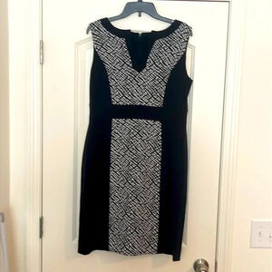 TAHARI-LEVINE STUDIO Black & White Below Knee Dress Size 10